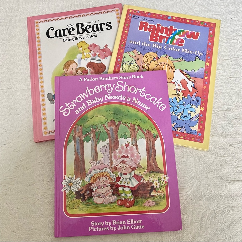 Bundle of 3 Vintage storybooks, Strawberry Shortcake, Care Bears & Rainbow Brite